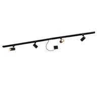 Lampy sufitowe - QAZQA System szynowy 1-fazowy czarny z 4 reflektorami i kwadratem zasilającym - Jeana - miniaturka - grafika 1