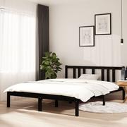 Łóżka - Lumarko Rama łóżka, czarna, lite drewno, 140 x 190 cm - miniaturka - grafika 1