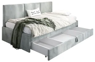 Popielata sofa z szufladą na pościel H6-P63 - Inne meble do sypialni Popielata sofa z szufladą na pościel H6-P63 - Inne meble do sypialni - miniaturka - grafika 1