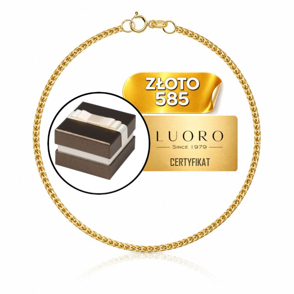 BRANSOLETKA ZŁOTA 585 14K SPLOT LISI OGON 2 MM 19 CM ELEGANCKA REGULOWANA