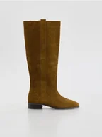 Kozaki damskie - Reserved - Zamszowe kozaki - brązowy - miniaturka - grafika 1