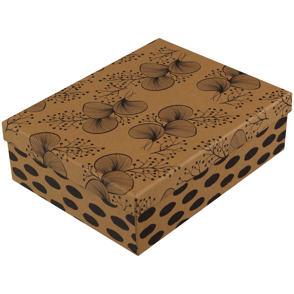 SPARKLEZ Pudełko w czarne kwiaty i kropki, rozmiar M