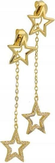 Srebrne pozłacane kolczyki 925 wiszące gwiazdki 2,70g efektowne ze srebra
