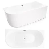Wanny - CORCIANO Wanna wolnostojąca przyścienna NAROŻNA CRETE PRAWA 170 x 80 cm biała system przelewowy AKCESORIA SREBRNE - miniaturka - grafika 1