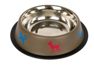 Miska metalowa na gumie Pieski Brązowa 2,84L - Miski dla psów - miniaturka - grafika 1