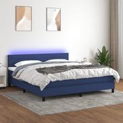 Łóżka - vidaXL Łóżko kontynentalne z materacem, niebieskie 160x200 cm, tkanina - miniaturka - grafika 1