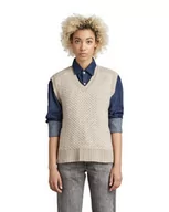 Swetry damskie - G-STAR RAW Damski sweter Structure Slipover Vest Loose Knit, Beżowy/khaki (Brown Rice C928-d309), L - miniaturka - grafika 1