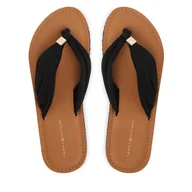 Klapki i japonki damskie - Japonki Tommy Hilfiger Th Ltr Footbed Summer Sandal FW0FW09194 Czarny - miniaturka - grafika 1