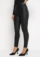 Spodnie damskie - Czarne Modelujące Spodnie Skinny z Imitacji Skóry Natividade - miniaturka - grafika 1