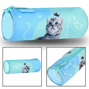 Niebieski piórnik tuba dla dziewczynki, kotki 22x8x8cm - Piórniki - miniaturka - grafika 1