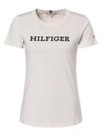 Koszulki i topy damskie - Tommy Hilfiger - T-shirt damski, biały|beżowy - miniaturka - grafika 1