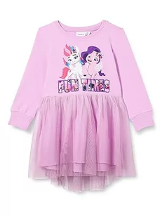 NAME IT Dziewczęca sukienka NMFJANE MLP LS SWE UNB CPLG, fioletowa tiul, 92, Violet Tulle, 92 cm - Sukienki - miniaturka - grafika 1