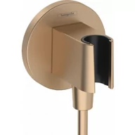 Akcesoria do armatury i ceramiki - HANSGROHE 26888140 FixFit S przyłącze węża z uchwytem prysznicowym, brąz szczotkowany - miniaturka - grafika 1