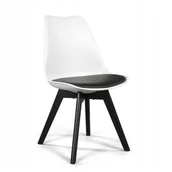 Krzesła - Krzesło Skandynawskie Z Poduszką Dsw Dublin Biało Czarny - miniaturka - grafika 1