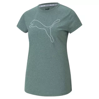 Koszulki i topy damskie - Koszulka damska Puma RTG Heather Logo Tee zielona 586455 45 - grafika 1