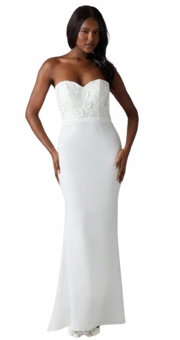 Coast Biała Suknia Ślubna Koronkowy Gorset Bez Rękawów 44 1Hkg