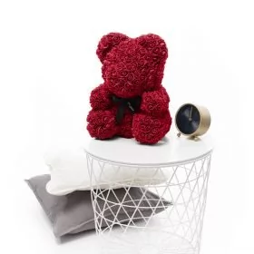 Miś Gustaw, miś z róż Rose Bear, bordowy, 40 cm - Sztuczne kwiaty - miniaturka - grafika 1