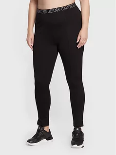 Spodnie damskie - Calvin Klein Jeans Plus Legginsy J20J217526 Czarny Slim Fit - grafika 1