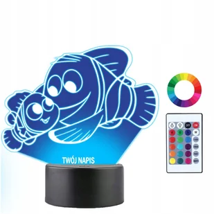 Lampka Nocna dla Dzieci Gdzie jest Nemo Marlin Prezent Twój Napis 3D LED - Lampy stojące - miniaturka - grafika 1