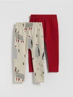 Legginsy - Reserved - Bawełniane legginsy 2 pack - beżowy - miniaturka - grafika 1