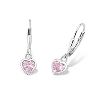Akcesoria i dodatki do ubrań dla dzieci - Prinzessin Lillifee kolczyki sztyfty dziewczęce, serca, srebro 925, cyrkonia różowa - miniaturka - grafika 1