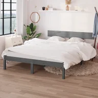 Łóżka - Łóżko z litego drewna sosna szara 160x200 cm - miniaturka - grafika 1