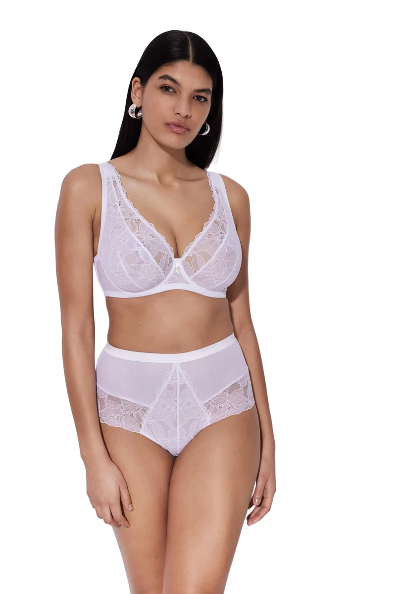 Biustonosz Koronkowy Miękki Braletka Glow M Plus Bralette biały Alles 90B