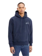 Bluzy męskie - Tommy Hilfiger Polarowa Bluza Męska Tjm Rlxd Polar Signature Hoodie Navy Dm0Dm15030 C87 L - miniaturka - grafika 1
