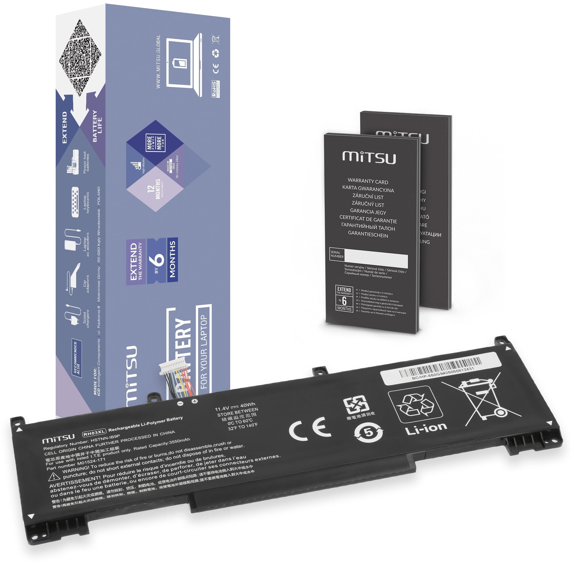 Bateria Mitsu do HP EliteBook 430 G8, 630 G9, 650 G9