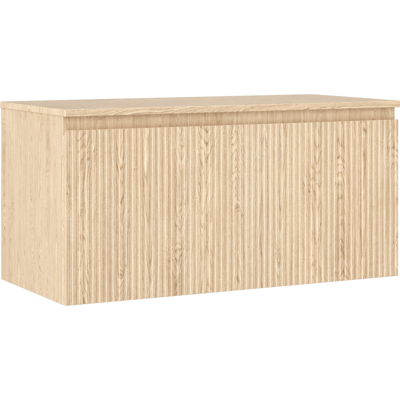 Mexen Rivel szafka łazienkowa podumywalkowa 100 cm z blatem, 1 szuflada, ryflowana , dąb - 91A20-10047-1-BFC81