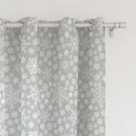 Zasłony - Zasłona WINTER  wzór BN17 | płatki śniegu na szarym tle 150 x 200 cm tkanina zaciemniająca - miniaturka - grafika 1