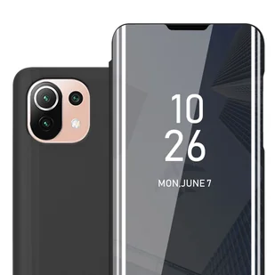 Etui Cadorabo do Xiaomi Mi 11 LITE (4G / 5G) / 11 LITE NE w kolorze TURMALINE BLACK Lustrzane etui ochronne Clear View z funkcją podstawki 360 stopni Etui z klapką Etui z klapką na telefon komórkowy Etui z klapką na książkę - Etui i futerały do telefonów - miniaturka - grafika 1