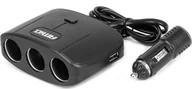 Ładowarki samochodowe - Rozdzielacz gniazda zapalniczki z ładowarką 2x usb-a on/off 12v 24v 100w 70cm amio-04362 - miniaturka - grafika 1