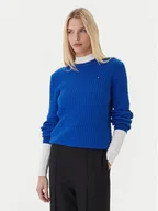 Swetry damskie - Tommy Hilfiger Sweter Fine WW0WW44993 Niebieski Regular Fit - miniaturka - grafika 1
