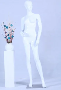 Abstrakcyjny kolor skóry w połysku EH12-B stojąca kobieta manekin biały szyk moda modelowana fryzura .. - Manekiny wystawowe - miniaturka - grafika 1