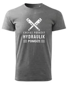 Koszulki i topy damskie - Koszulka dla Hydraulika Chcesz poroże? Hydraulik pomoże Szary M - miniaturka - grafika 1