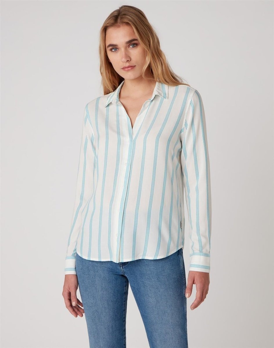 Koszula Damska Wrangler Stripe Shirt Carribean Sea W5R6Tib13-S