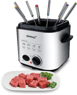 Steba Mini frytkownica ze stali nierdzewnej z zestawem do fondue 2 w 1 – filtr zapachów – pojemność 1,2 l – 8 widelczyków do fondue ze stali nierdzewnej – wydajna i szybka dzięki 840 W – DF 95 - Frytkownice - miniaturka - grafika 1