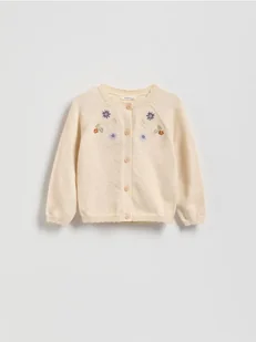 Reserved - Kardigan z haftem - złamana biel - Bluzy dla dziewczynek - miniaturka - grafika 1