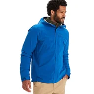 Płaszcze damskie - Marmot Meżczyzni PreCip Eco Pro Jacket, Wodoodporna kurtka przeciwdeszczowa, oddychający płaszcz przeciwdeszczowy, składana wiatrówka hardshell, idealna na trekking, Dark Azure, S - miniaturka - grafika 1