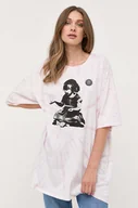Koszulki sportowe damskie - Guess t-shirt bawełniany Guess x Banksy kolor różowy - miniaturka - grafika 1