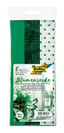 Szkolne artykuły papiernicze - folia 90603 - mieszanka zielonego jedwabiu kwiatowego, odporna na wilgoć, 6 arkuszy, 50 x 75 cm, posortowana w 3 wzorach, złożona do 12,5 x 25 cm, bibuła do dekoracji, pakowania i majsterkowania - miniaturka - grafika 1
