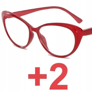 Okulary do czytania kocie damskie czerwone +2 - Okulary korekcyjne, oprawki, szkła - miniaturka - grafika 1