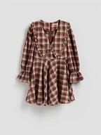 Sukienki - Reserved - Sukienka w kratkę z kołnierzem - burgundowy - miniaturka - grafika 1