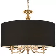 Lampy sufitowe - EVO Wisząca LAMPA abażurowa P05896AU EVO okrągła OPRAWA klasyczna ZWIS na łańcuchu czarny złoty P05896AU - miniaturka - grafika 1