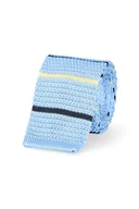 Krawaty i muchy męskie - Krawat Błękitny w Paski Dzianinowy - miniaturka - grafika 1