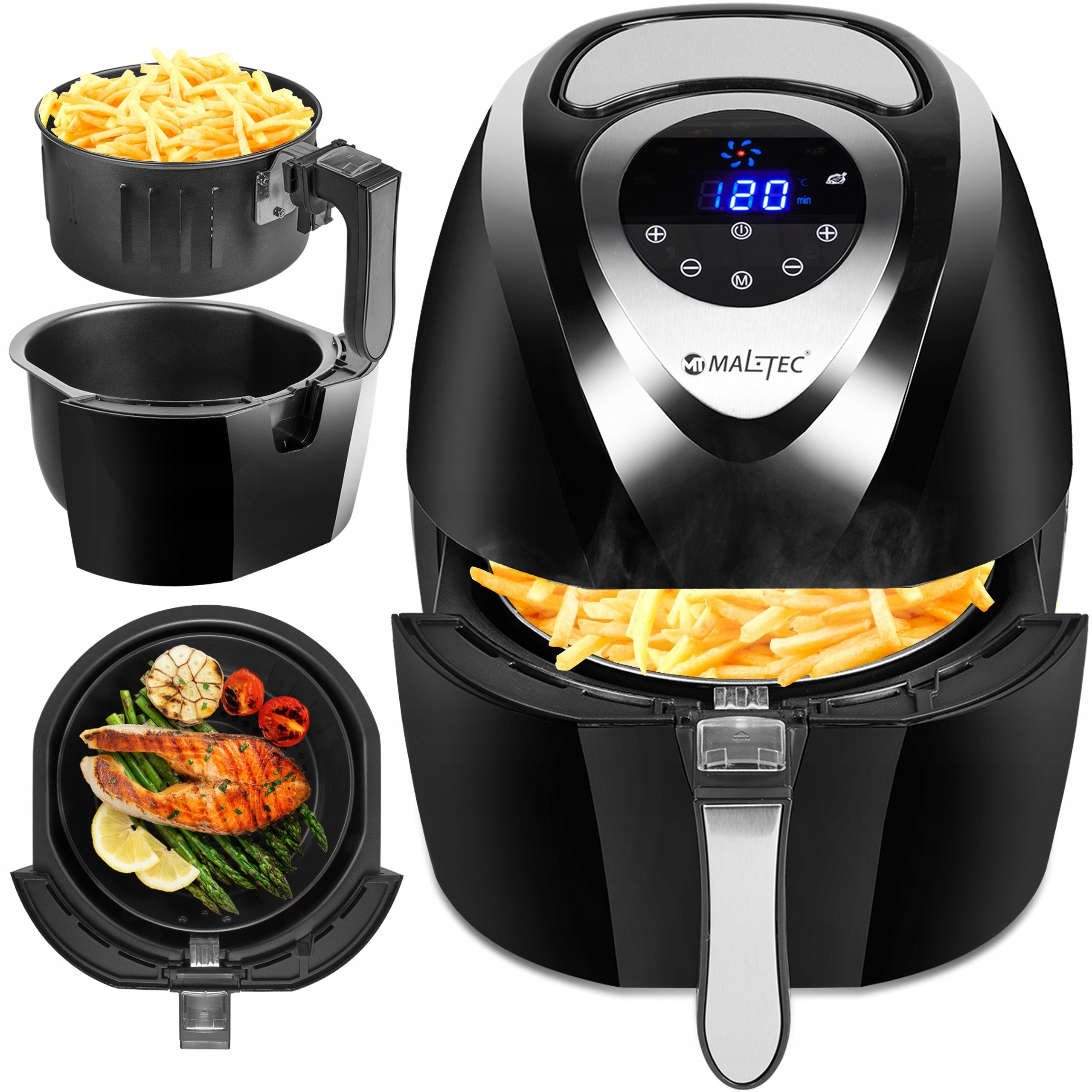 Frytkownica Beztłuszczowa Air Fryer Mocna Duża Misa Frytownica 7 Programów