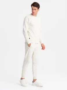 Bawełniany dresowy komplet męski BASIC bluza + joggery kremowy V5 Z84 XL - Dresy męskie - miniaturka - grafika 1
