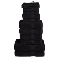 Ręczniki - vidaXL 12-częściowy zestaw ręczników premium SOLUND, czarny, 600 g/cm² - miniaturka - grafika 1