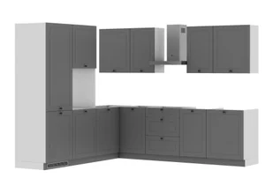 Zestaw Mebli Kuchennych Bergamo 225X275 Cm L/P Mdf Folia Grafitowy Mat Cichy Domyk Hettich - Meble kuchenne - miniaturka - grafika 1